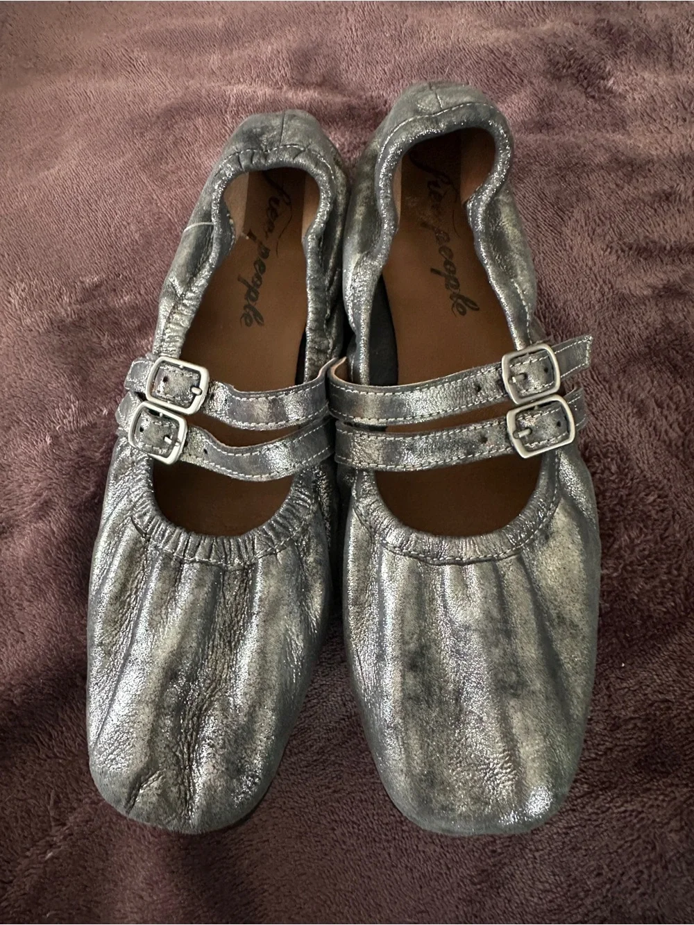 Free People Ballet Style Flats Pewter Sz 8.5 - Picture 1 of 5